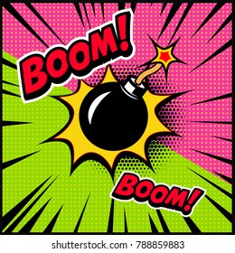 Comic style bomb illustration. Design element for poster, banner, flyer. Vector illustration