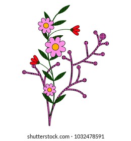 Comic style branch with flowers