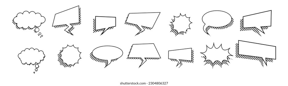 comic style bubble chat with dot pattern shadow 