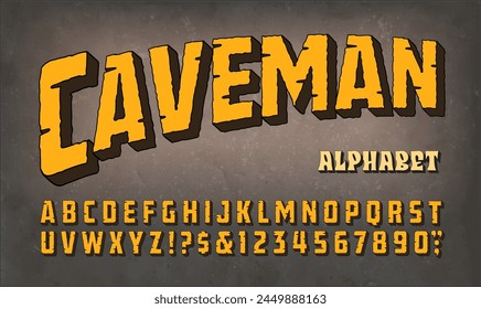 A comic style caveman alphabet with 3d cartoon style block letters