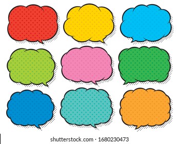 Comic style colorful dot speech bubble set that can change the position of the tail