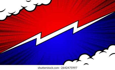 Comic style design with fighting background. Vector illustration.