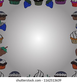 Comic style doodle frame consists of white, black and blue border. Vector illustration. Seamless.