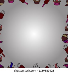 Comic style doodle frame consists of white, brown and red border. Vector. Seamless pattern.