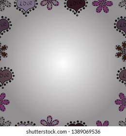 Comic style doodle frame consists of white, black and pink border. Vector illustration. Seamless.