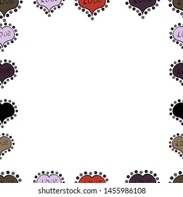 Comic style doodle frame consists of white, brown and black border. Seamless pattern. Vector.
