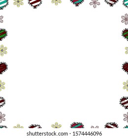 Comic style doodle frame consists of red, white and black border. Seamless pattern. Vector.