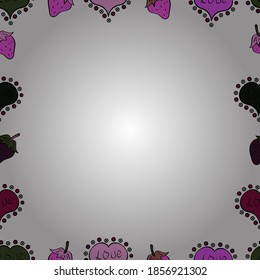 Comic style doodle frame consists of white, black and violet border. Vector. Seamless pattern.