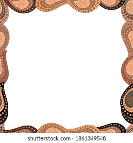 Comic style doodle frame consists of white, beige and orange border. Vector. Seamless pattern.