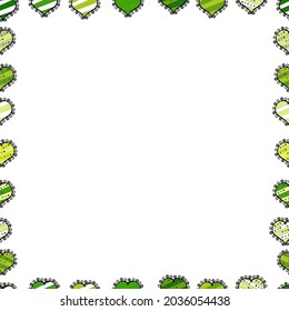 Comic style doodle frame consists of black, green and white border. Seamless. Vector illustration.