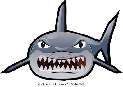 Comic style drawing of an angry shark vector