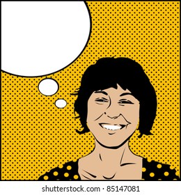 Comic Style Drawing On Pop Woman: vector de stock (libre de regalías