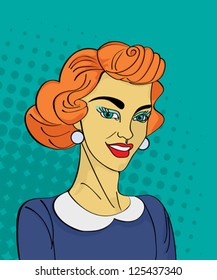 Comic style drawing of a vintage retro woman