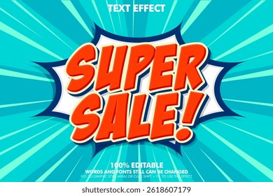 Comic Style bewerkbare tekst effect voor promotie banner of merk mode en evenement