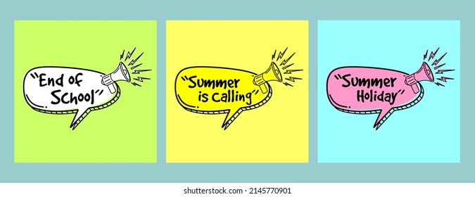 comic style end of school speech bubble. suitable for holiday banner design