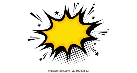 Comic style explosion burst graphic used to highlight promotions announcements discounts and attention grabbing messages