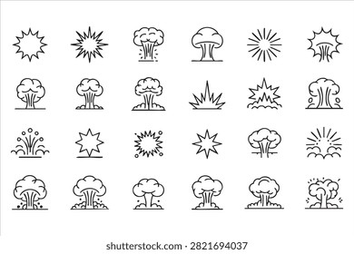 Comic Style Explosion Burst Icons for Action Effects and Visual Elements