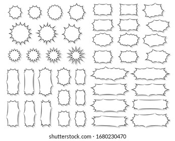 Comic style explosion shout system speech bubble set