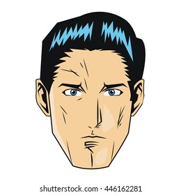 comic style face of man with black hair icon
