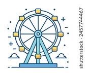 Comic Style Ferris Wheel Outline illustration Ferris Wheel Outlines