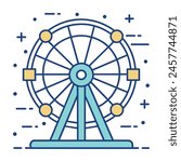 Comic Style Ferris Wheel Outline illustration Ferris Wheel Outlines