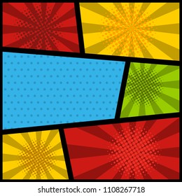 Comic style framed background. Design element for flyer, poster. Vector illustration.