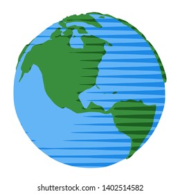 Comic style globe with USA and Canada in comic style globe for simple nature illustration or icon