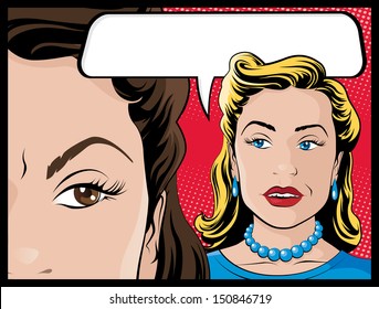 Comic Style Gossiping Women 