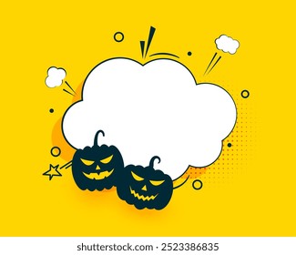 comic style halloween pumpkin background with text space vector