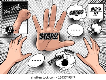 Comic Style, Hand picture, pop art speech bubbles, doodle art, Vector illustration, you can place relevant content on the area.
