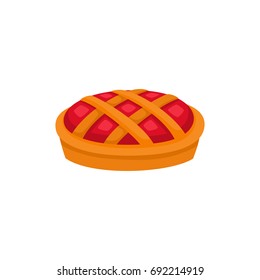 Comic style hot, freshly baked apple, fruit pie, cartoon vector illustration isolated on white background. Cartoon style traditional apple, fruit pie, Thanksgiving Day symbol