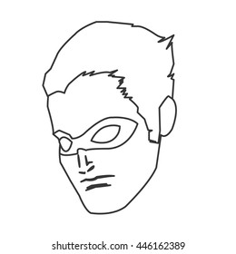 comic style male superheroe with mask icon