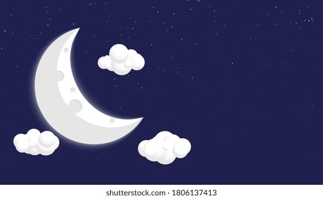 comic style moon stars and clouds background design