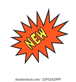 Comic style "NEW" writing text template logo icon illustration design vector.  Suitable for marketing, branding, promotion, business needs, etc.