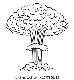 Comic style nuclear explosion on white background. Design element for poster, card, banner, flyer. Vector illustration