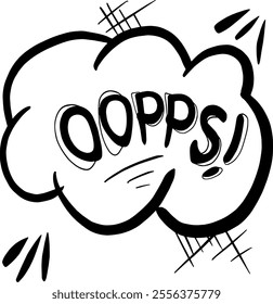 Comic Style Oops Speech Bubble Graphic. Vector cartoon illustration in retro pop art style isolated on transparent background