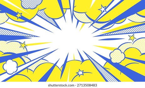 Comic Style Pop Art Explosion Background with Speed Lines.