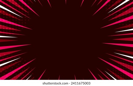 Fondo de líneas radiales de estilo cómico. Banner de arte pop de semitono