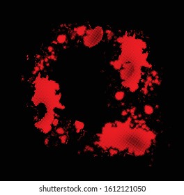 A comic style red dot and black half tone backround