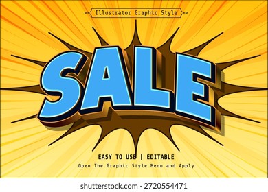 Efecto de texto de venta de estilo cómico con tipografía de arte Pop audaz