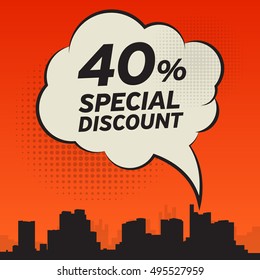 Comic style speech bubble, business concept with text Special Discount, vector illustration