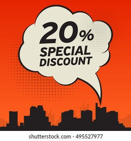 Comic style speech bubble, business concept with text Special Discount, vector illustration
