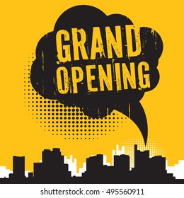 Comic style speech bubble, business concept with text Grand Opening, vector illustration