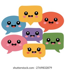 Comic Style Speech Bubble with Haha Laughing Sound Effect and Different Expressions
