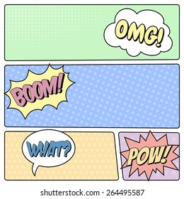 Comic style speech bubbles. Comic background vector illustration