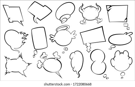 Comic style speech bubbles collection. Funny design vector items illustration