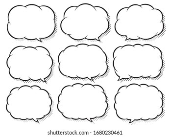 Comic style speech bubbles set that can change the position of the tail