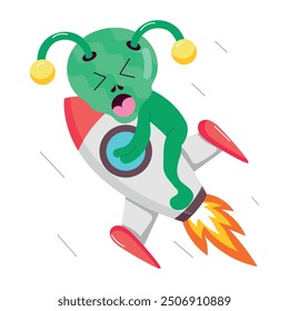 A comic style sticker of happy alien dab dance 

