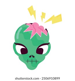 A comic style sticker of happy alien dab dance 

