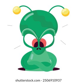 A comic style sticker of happy alien dab dance 

